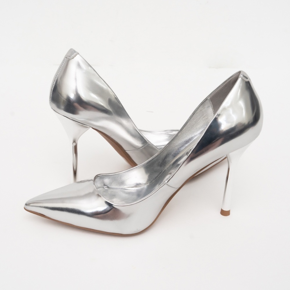 JEFFREY CAMPBELL Trixy‎ Pointed Toe Pump In Silver Metallic - Picture 9 of 12